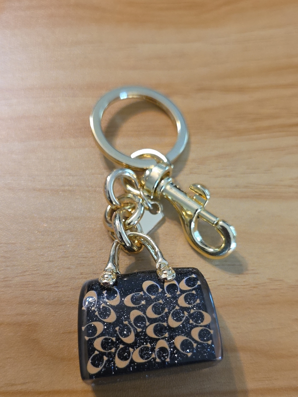 Sassified Boutique Nwtv Gold-Tone Black Patterned Handbag Keychain Charm - Picture 3 of 3